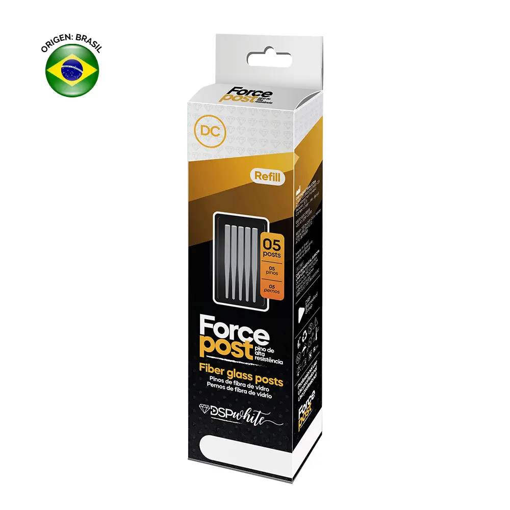 Postes de fibra para restauración dental Forcepost, x 5u, DSP 1DC + 1 fresa