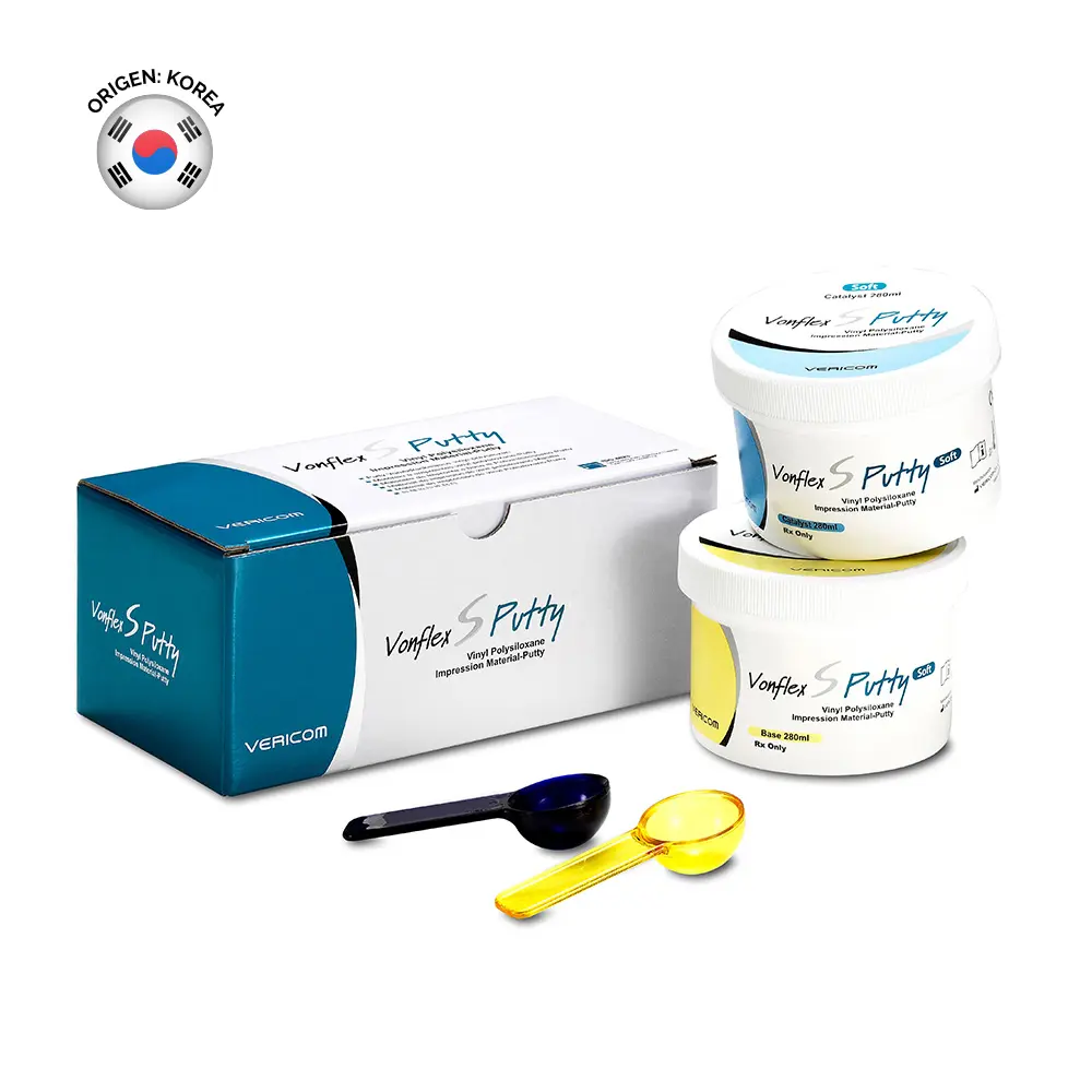 Silicona pesada por adición Vonflex S Putty x 560ml/800g, (Base x 280ml + Catal, x 280ml), VERICOM