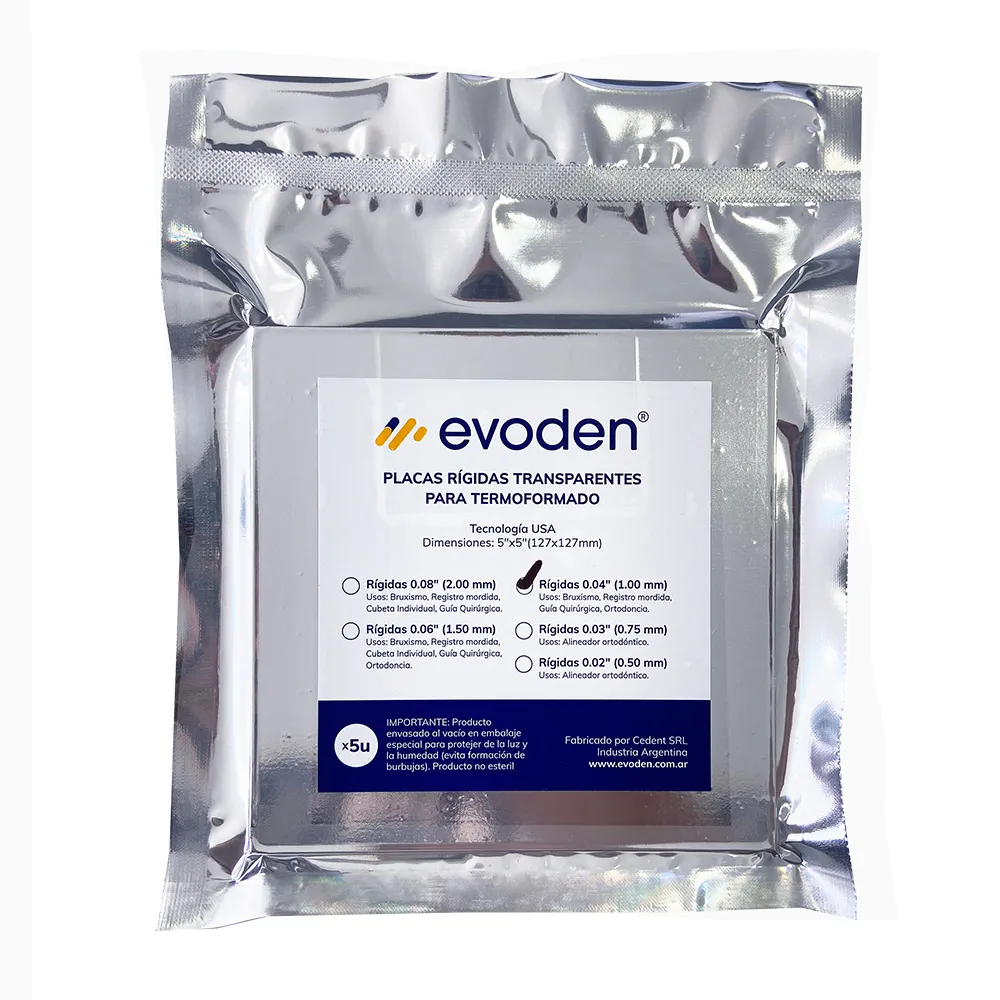 Placas Cuadradas Rígidas para termoformado 0,04", (127x127mm) x 5u, EVODE