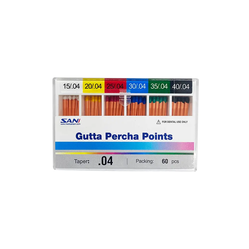 Conos de Guta percha con taper T04, caja x 60u, SANI/HTM