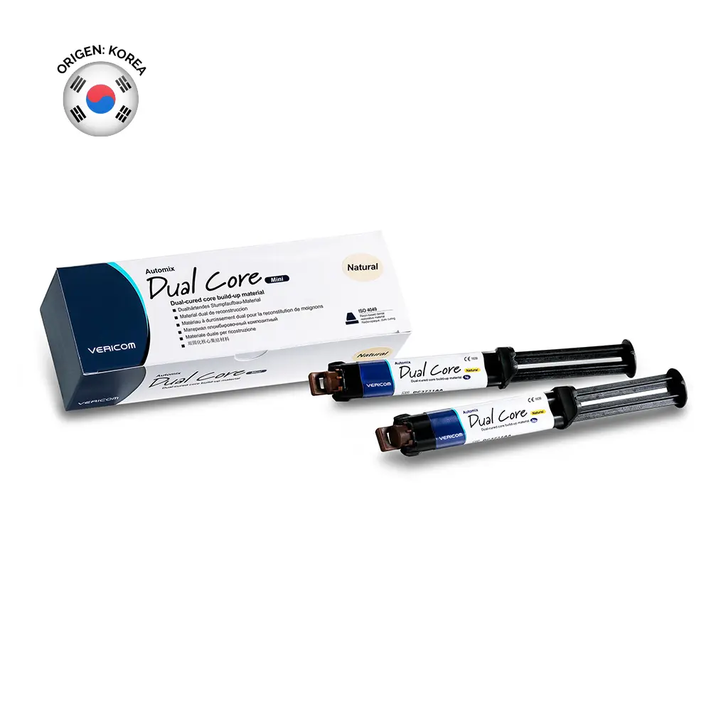 Cemento Dual Core automix, 2 jeringas x 9g c/u. VERICOM 