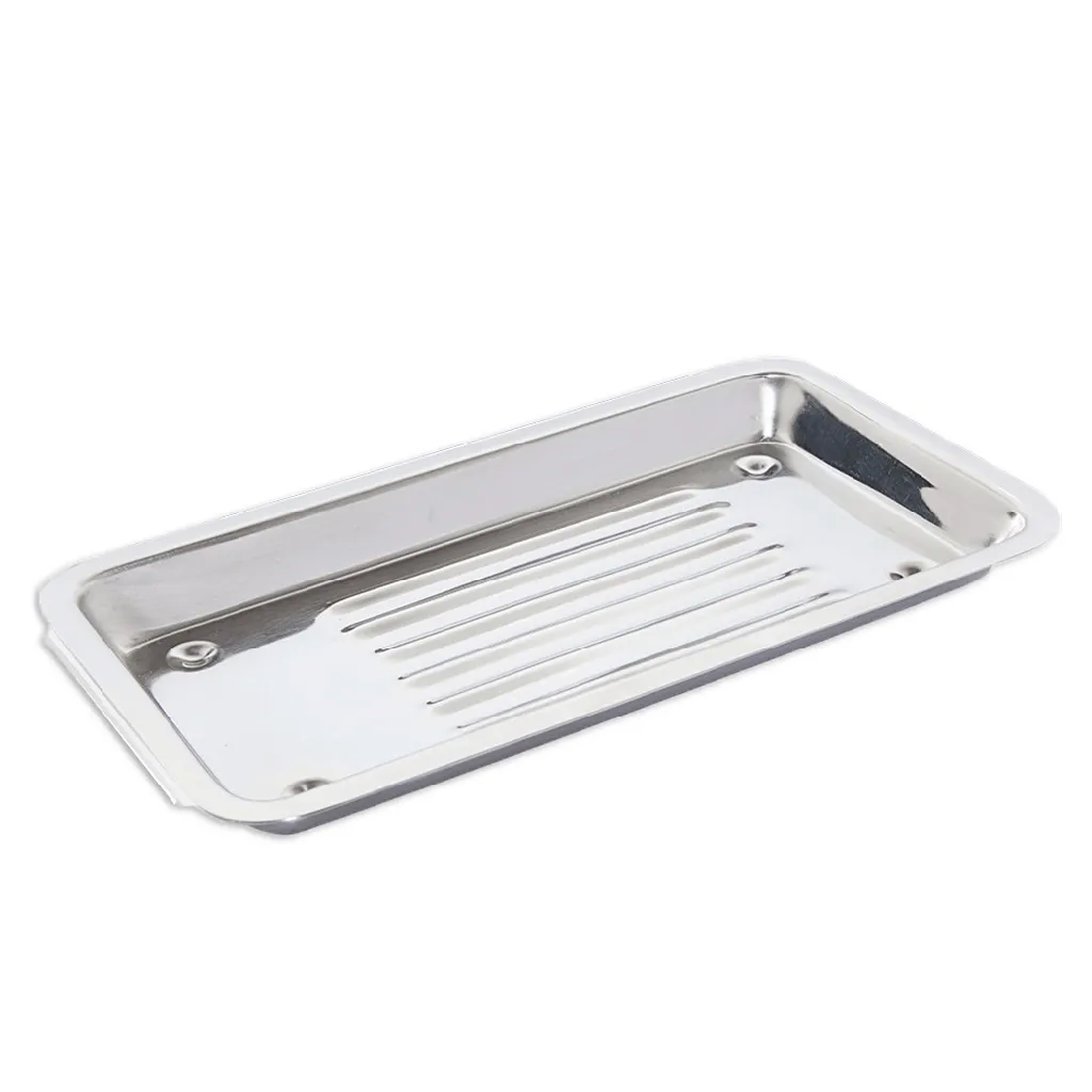 andeja de acero inoxidable, acanalada, 20x10x2cm. EVODEN