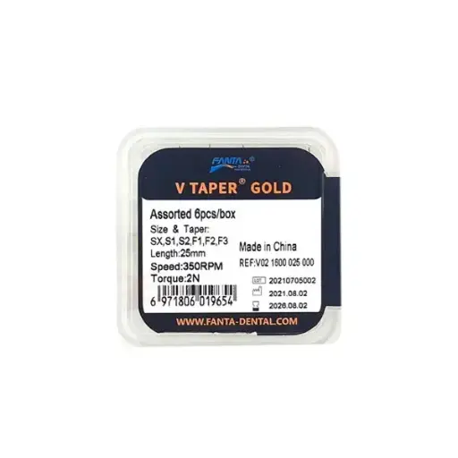 Limas rotatorias V-taper gold Rotary file 25mm, FANTA